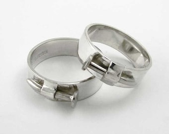Anillo de plata de ley hecho a mano con forma de uña, banda perforada