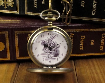 Reloj de bolsillo de conejo blanco
