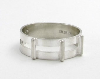Anillo de caballero de plata de ley hecho a mano - Banda de visera de armadura medieval (9 mm)