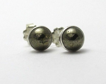 Pendientes de pirita de 6 mm