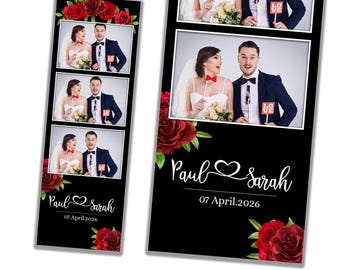Elegant Wedding Photobooth Template, Floral 2x6 Strip (PSD, PNG)