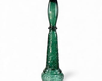 Vintage 16.5” DABS Green Pressed Glass Vase