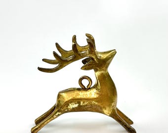 Vintage Solid Brass Reindeer Figurine – 3”