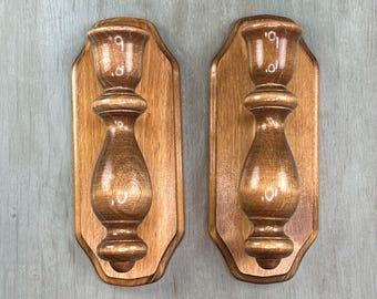 Vintage Wooden Wall Sconces – Set of 2