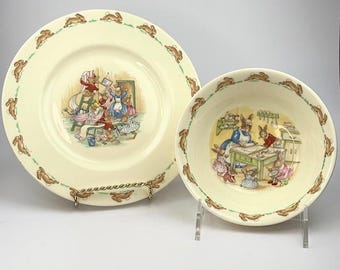 Vintage Royal Doulton Bunnykins Bowl and Plate Set