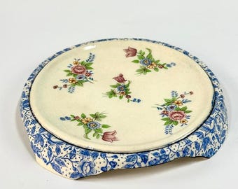 Vintage Hand-Painted Floral Trivet or Tea Pot Stand