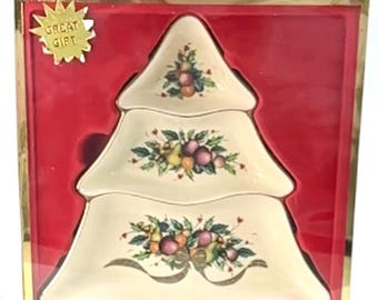Vintage Lenox Holiday Tartan Tree Dish with Box