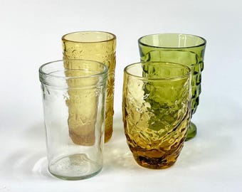 Set of 4 Vintage Mixed Juice Glasses