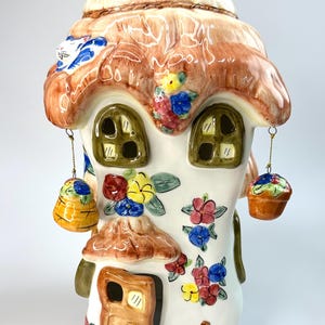 Vintage handbemalte Keramik Cottage Kerzenhaus - wunderliches Cottage Dekor