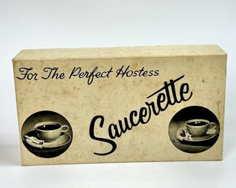 Vintage 1950s "Saucerette" Set of 4 / Japan Pocelain Coffee & Cigarette Rests / Mid-Century Hostess Gift / Original Box