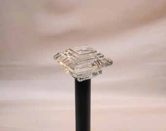 Cascade Crystal Curtain Rod Finial – Modern Geometric Window Hardware