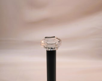Petra Crystal Curtain Rod Finial | Modern Geometric Drapery Hardware | Luxury Clear Acrylic Finial