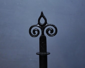 Scroll Curtain Rod Finial – Antique European Iron Design, Mediterranean Drapery Hardware End Cap