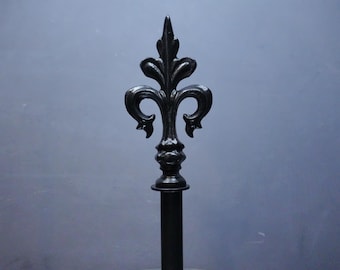 Gothic Fleur de Lis Curtain Rod Finial – Ornate European Antique Design Drapery Hardware