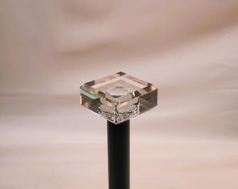Clear Crystal Square Curtain Rod Finial – Drapery Hardware (Two Sizes)