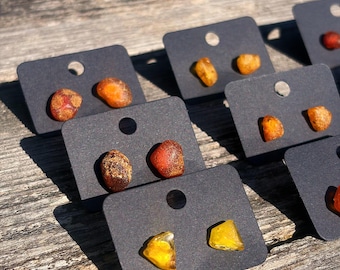 Pendientes de ámbar báltico en bruto, ámbar natural auténtico sin pulir, pendientes de piedras preciosas, ligeros.