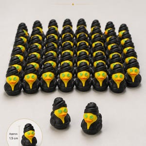 Set of 50 Mini 3D Printed Spa Ducks, Bulk Tiny Ducks in Black Bathrobe with Cucumber Eye Mask, Desk Decor, Duck Hiding Prank, Party Favors