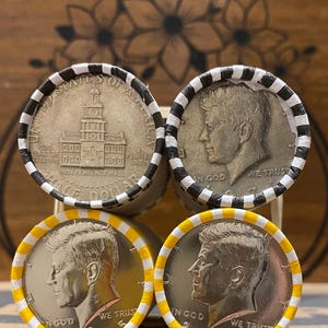 Four Kennedy Half Dollar Rolls: Original Bank Wrap, Collectible Coin Search (40 Dollars)