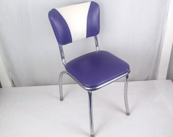 Vintage Retro Dining Chair Made by Vitro Seating 1950s Diner Style Purple White Chrome