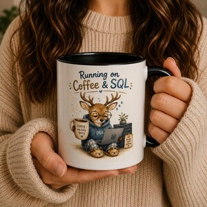 Rolig SQL-mugg, DBA-kaffemugg, att köra på kaffe och SQL-mugg, present till databasadministratör, söt programmeringsmugg, rolig IT-kaffekopp