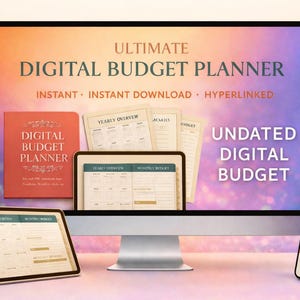 Undated Digital Budget Planner PDF |  Hyperlinked Tabs • Monthly & Yearly Spreads • For All PDF Annotation Apps