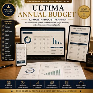 Bill Debt Organizer, Minimalist Budget Planner | Interactive PDF, Annual System, Monthly Trackers, GoodNotes