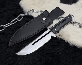 Handmade Cyberpunk Stinger Replica Knife | Full Tang, Leather Sheath