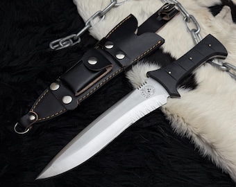 Handmade RE4 Replica Knife with Leather Sheath | Leon Kennedy Game Knife
