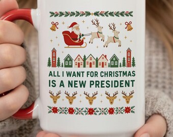 Anti-Trumpf-Weihnachtstasse, lustige fortschreitende Kaffeetasse, Politische Tasse für Anti-MAGA-Profis, ideelles Bürogeschenk, FDT-Urlaubs-Trinkgeschirr