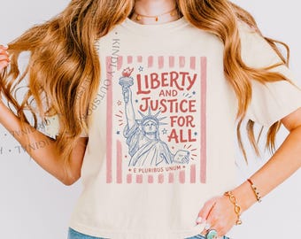 Liberty And Justice For All Boxy Tee, Progressive Patriotic Shirt, Fourth Of July Shirt, Human Rights Tank Top, USA 250 Celebration