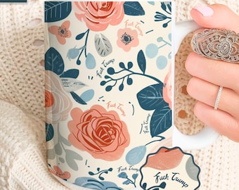 Tasse en céramique Cottagecore botanique Fuck Trump subtile : tasse à café politique florale anti-atout