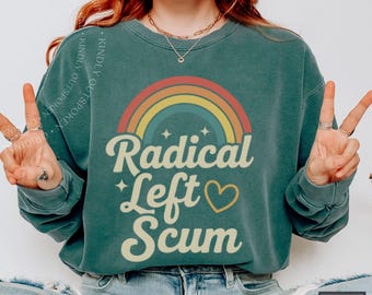 Sudadera retro de escoria de izquierda radical: suéter liberal arcoíris de izquierda