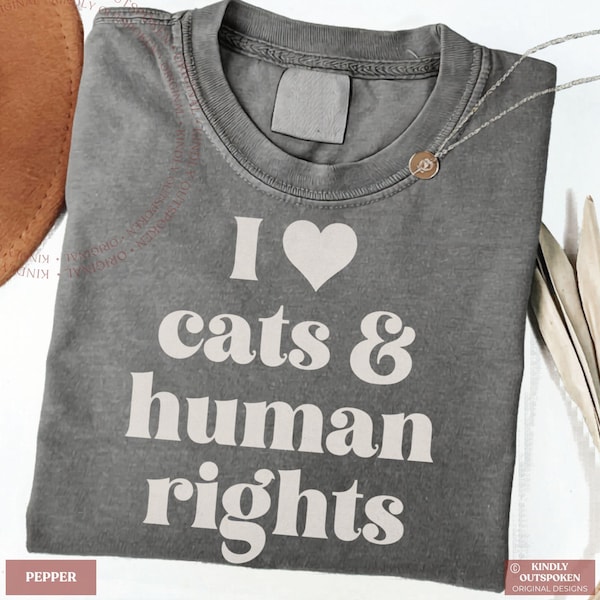 Chemise féministe pour maman chat : t-shirt aux couleurs confortables, cadeau pour l'égalité, haut libéral pour amoureux des chats