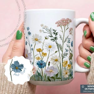 Subtle Fuck Trump Floral Mug, Hidden Message Wildflower Mug, FDT Gift for Liberal, Cottagecore Coffee Mug, Democrat Gift Idea, Botanical Mug