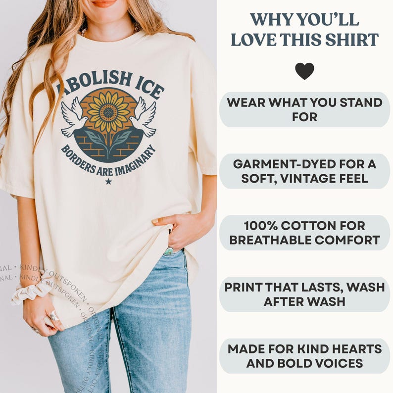 Abolish ICE Shirt: Comfort Colors Protest Tee, Liberal Activist T Shirt, Immigration Rights Gift image 5