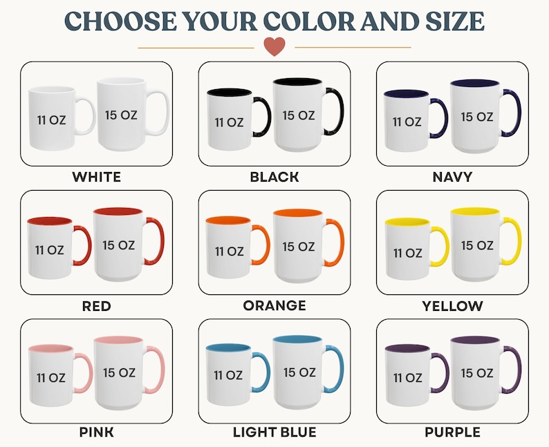 Op de afbeelding: Een selectie keramische mokken in verschillende kleuren, waaronder wit, zwart, marineblauw, rood, oranje, geel, roze, lichtblauw en paars. Elke mok is verkrijgbaar in 325 ml en 444 ml maten.