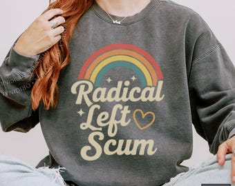Retro radicaal linkse retrotrui: linkse liberale regenboogtrui