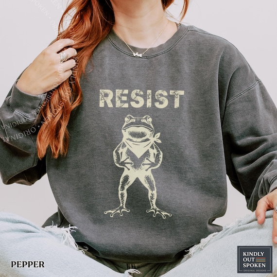 RESIST Frog Protest Sweatshirt, Anti-ICE Sweater, Portland Frog Protest Sweater, Anti Establishment Gift, Deportation Resistance