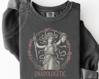 Sudadera feminista Medusa sin complejos, camiseta gráfica Resist, camiseta extragrande con colores cómodos, top de empoderamiento femenino, regalo para ella