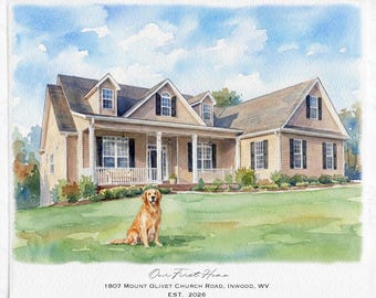 Custom Watercolor Home,house portrait,Housewarming Gift,Our First Home Sign,Home Sweet Home Sign,First Home Gift,Realtor Gift,Home Deco Art