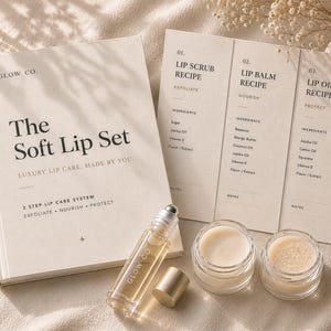 Soft Lip Set | DIY Luxury Lip Balm, Lip Oil & Lip Scrub Recipes | Moisturising Lip Care Trio PDF | Natural Beauty Formulation Guide
