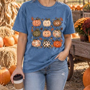Patchwork Pumpkin Grid PNG, Plaid Fall Pumpkins PNG, Autumn Harvest Pumpkin Clipart, Thanksgiving Shirt Design, Commercial Use
