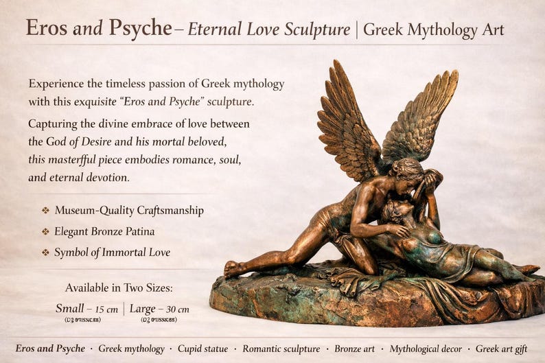 Eros and Psyche Sculpture – Bronze Style Greek Mythology Figurine - Etsy UK