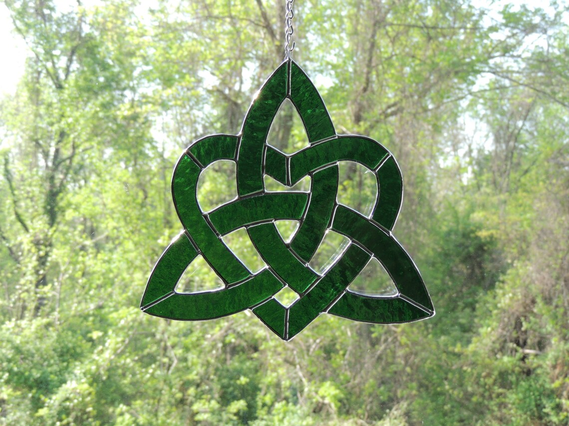 Celtic Trinity Knot with Heart Stained Glass Etsy