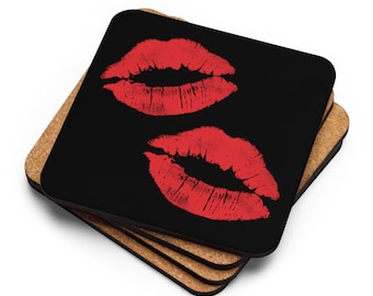 Hot Lips Cork-back coaster