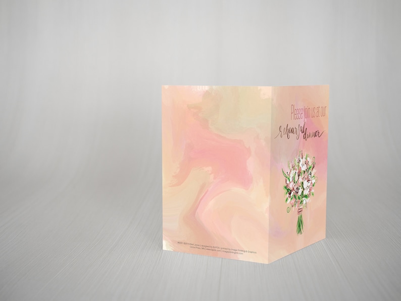 Peach Watercolor Background Personalized Reception Invitation By Bert Jones 5x7 Folded card with envelope