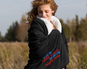 Funny Embroidered Sherpa Throw Blanket – Little Engine Burnout Humor