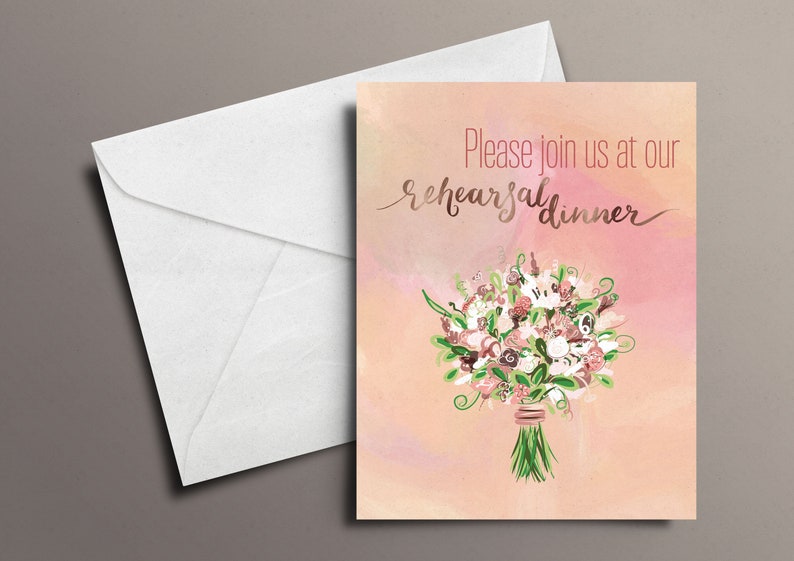 Peach Watercolor Background Personalized Reception Invitation By Bert Jones 5x7 Folded card with envelope