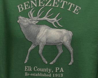 Elk Hoodie Benezette PA Elk County Vintage Nature Sweatshirt Nature Wildlife Camping Rustic Outdoor Gift for Animal Lovers
