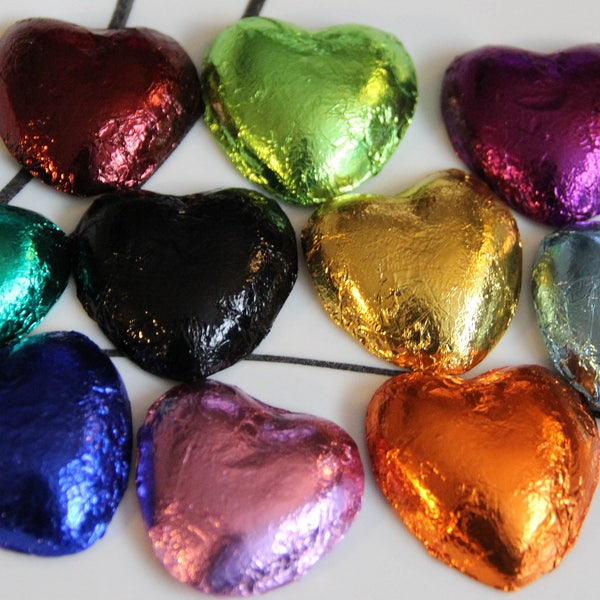 Colorful Foiled Chocolate Hearts Wedding Favor Gifts, Love is Sweet Party Favor, Corporate Giveaway Gifts Bulk 100